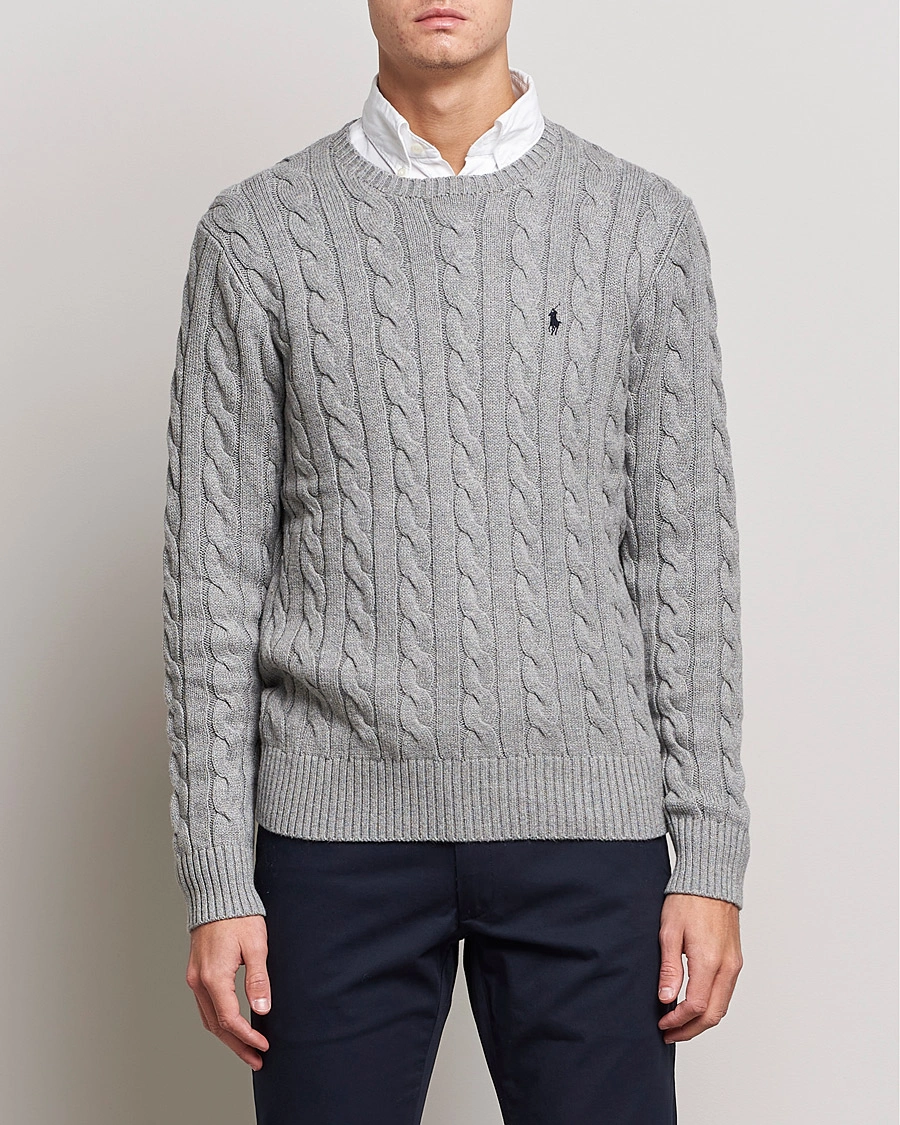 Mies | Neuleet | Polo Ralph Lauren | Cotton Cable Pullover Fawn Grey Heather