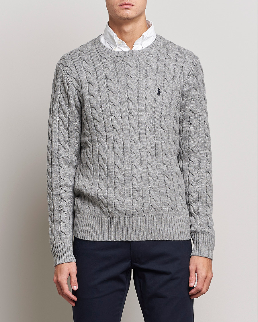 Mies | Puserot | Polo Ralph Lauren | Cotton Cable Pullover Fawn Grey Heather