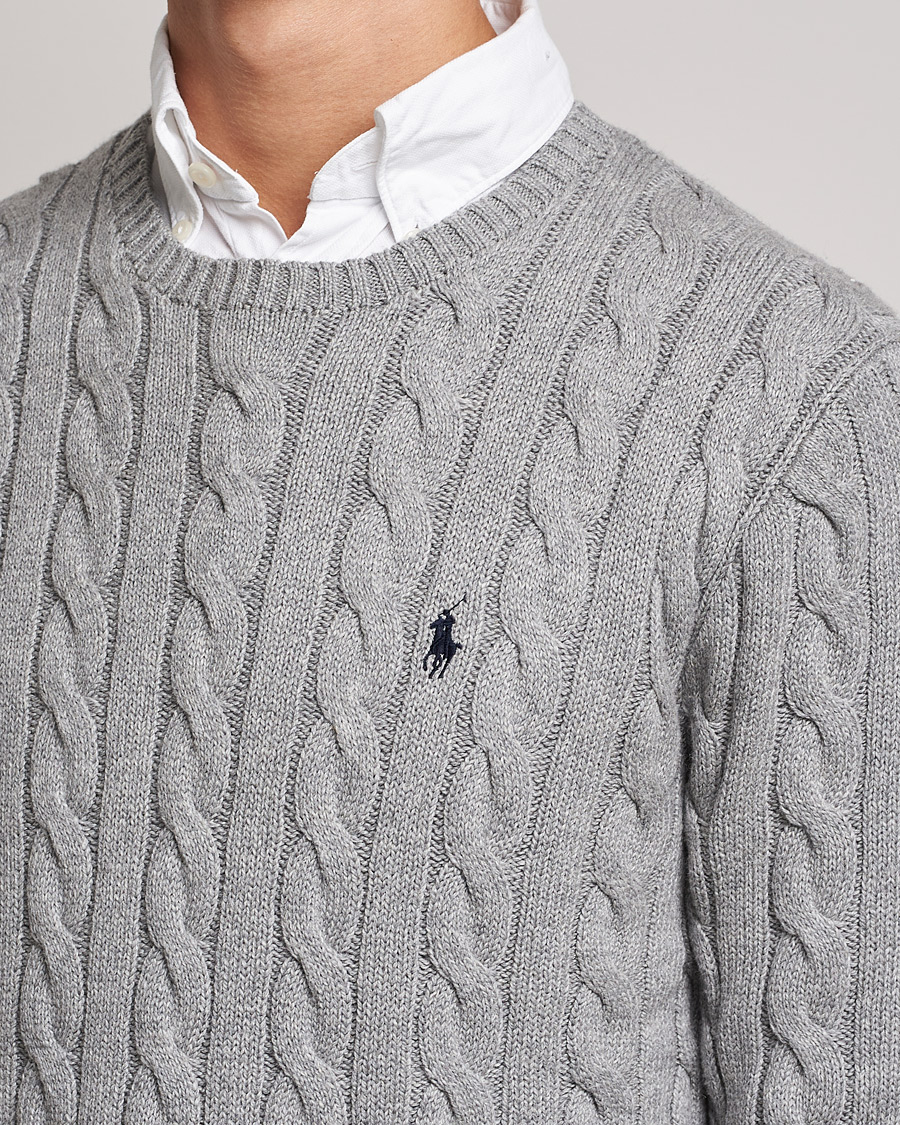 Mies | Puserot | Polo Ralph Lauren | Cotton Cable Pullover Fawn Grey Heather
