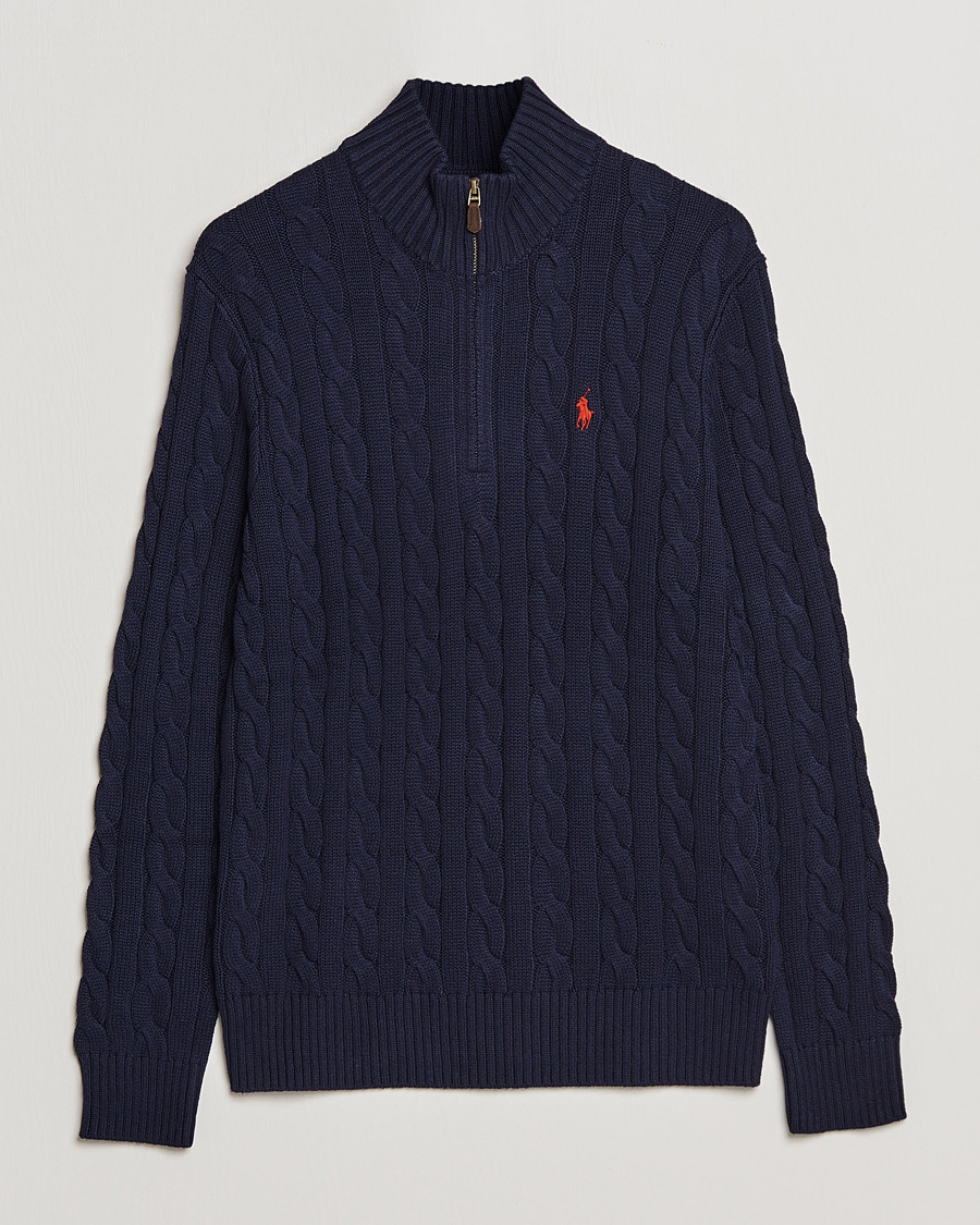 Mies | Half-zip | Polo Ralph Lauren | Cotton Cable Half Zip Sweater Hunter Navy