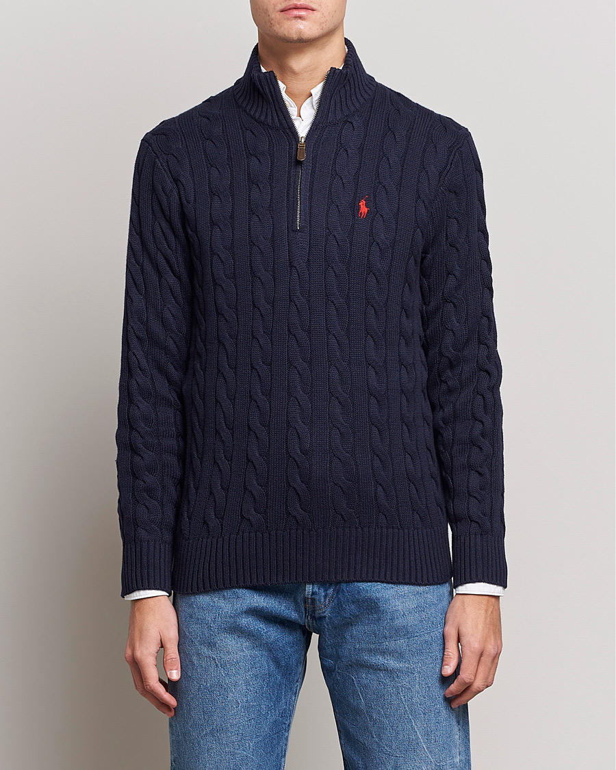 Mies | Half-zip | Polo Ralph Lauren | Cotton Cable Half Zip Sweater Hunter Navy
