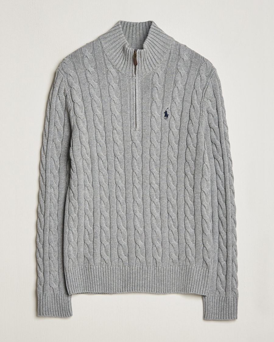 Miehet |  | Polo Ralph Lauren | Cotton Cable Half Zip Sweater Fawn Grey Heather