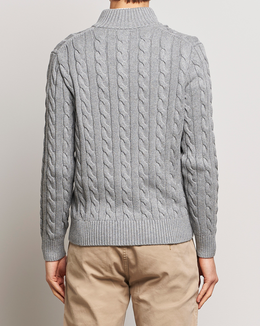 Mies | Puserot | Polo Ralph Lauren | Cotton Cable Half Zip Sweater Fawn Grey Heather