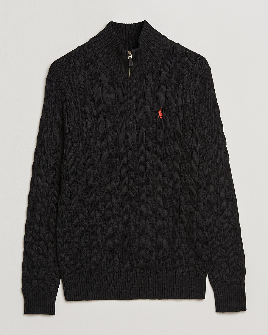 Miehet |  | Polo Ralph Lauren | Cotton Cable Half Zip Sweater Black