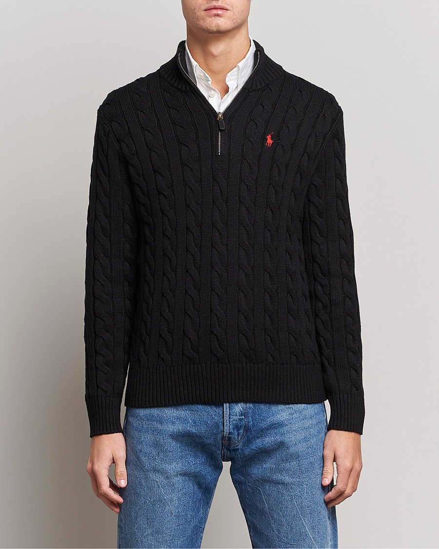 Mies |  | Polo Ralph Lauren | Cotton Cable Half Zip Sweater Black