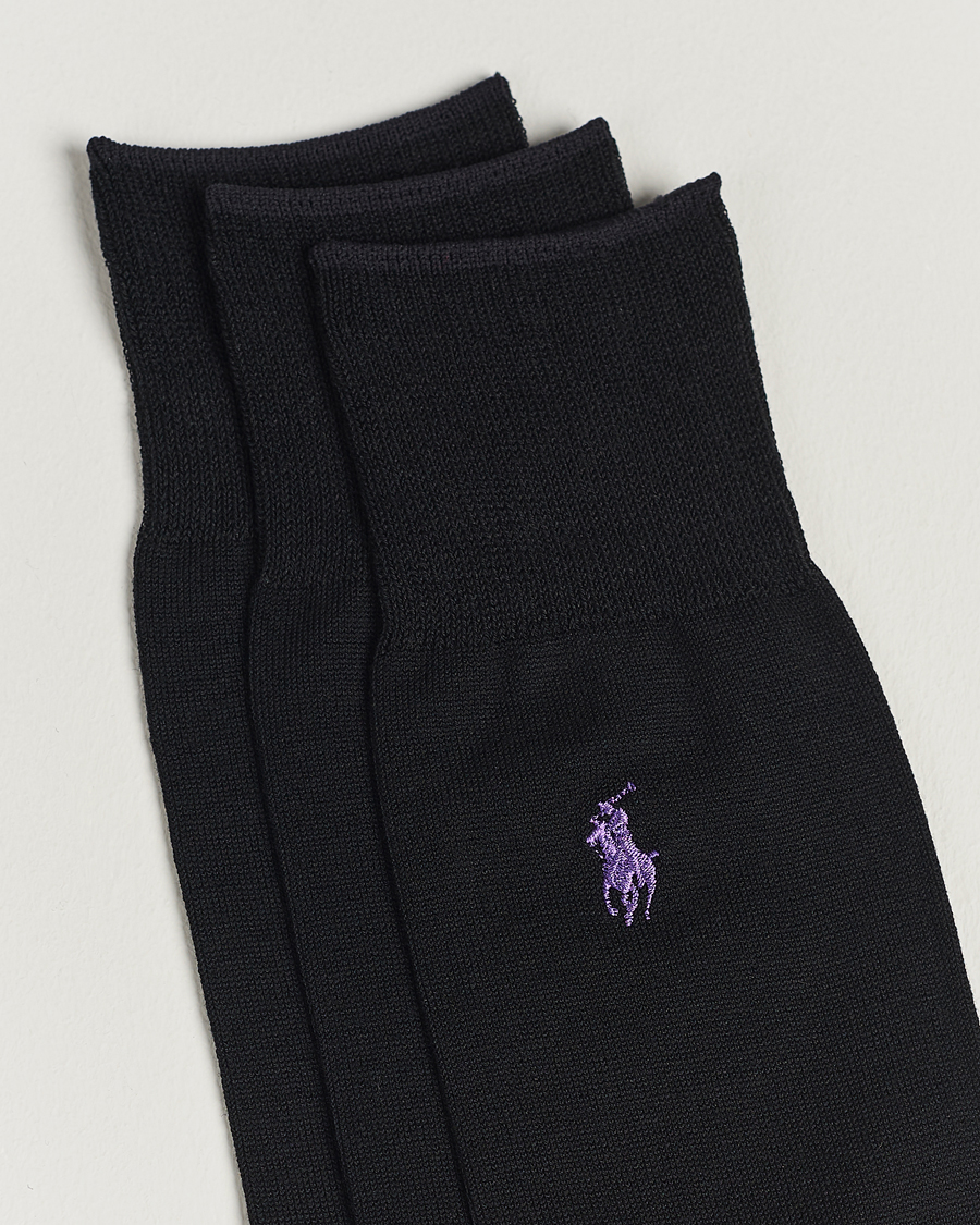 Mies | Alusvaatteet | Polo Ralph Lauren | 3-Pack Mercerized Cotton Socks Black