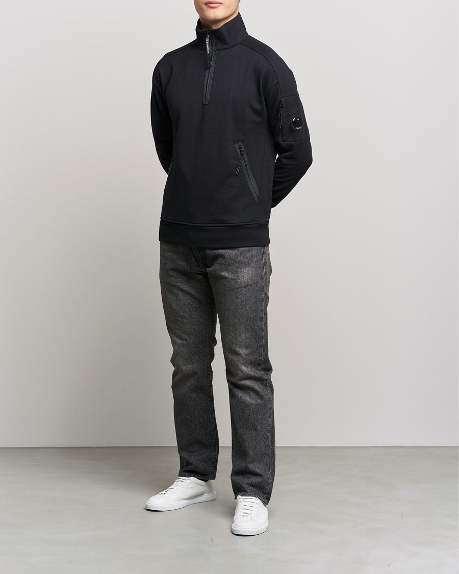 Mies | C.P. Company | C.P. Company | Diagonal Raised Fleece Half Zip Lens Sweatshirt Black
