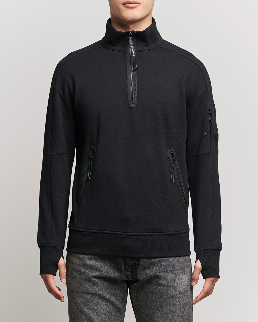 Mies | Puserot | C.P. Company | Diagonal Raised Fleece Half Zip Lens Sweatshirt Black
