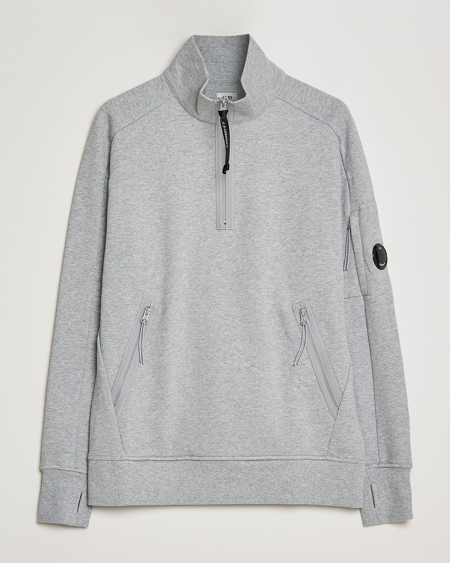 Mies | Puserot | C.P. Company | Diagonal Raised Fleece Half Zip Lens Sweatshirt Grey Mel