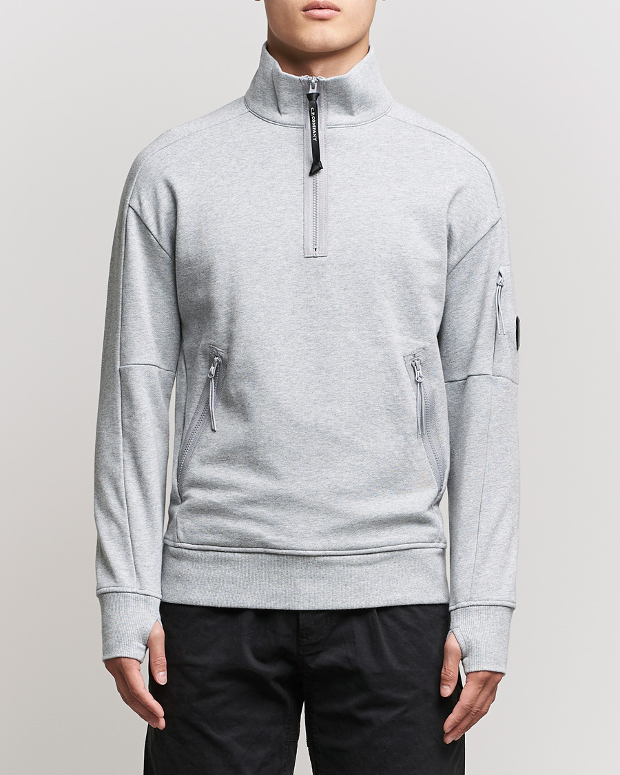 Mies | Puserot | C.P. Company | Diagonal Raised Fleece Half Zip Lens Sweatshirt Grey Mel