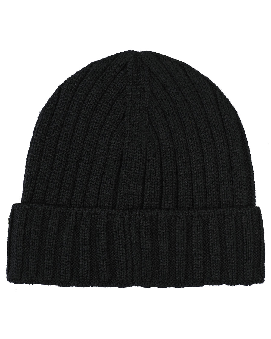 Mies | C.P. Company Knitted Merino Logo Beanie Black | C.P. Company | Knitted Merino Logo Beanie Black