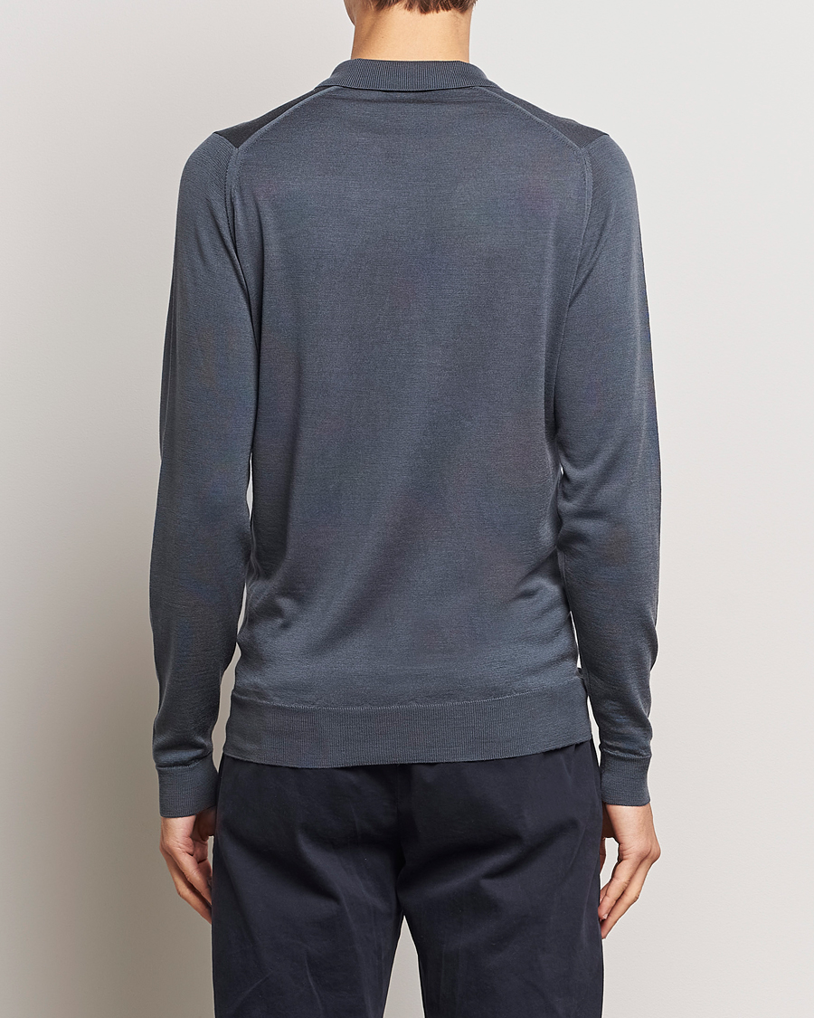 Mies | Puserot | John Smedley | Belper Extra Fine Merino Polo Pullover Slate Grey