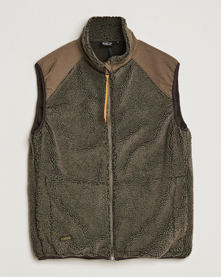 Mies | Takit | orSlow | Boa Fleece Vest Army Green