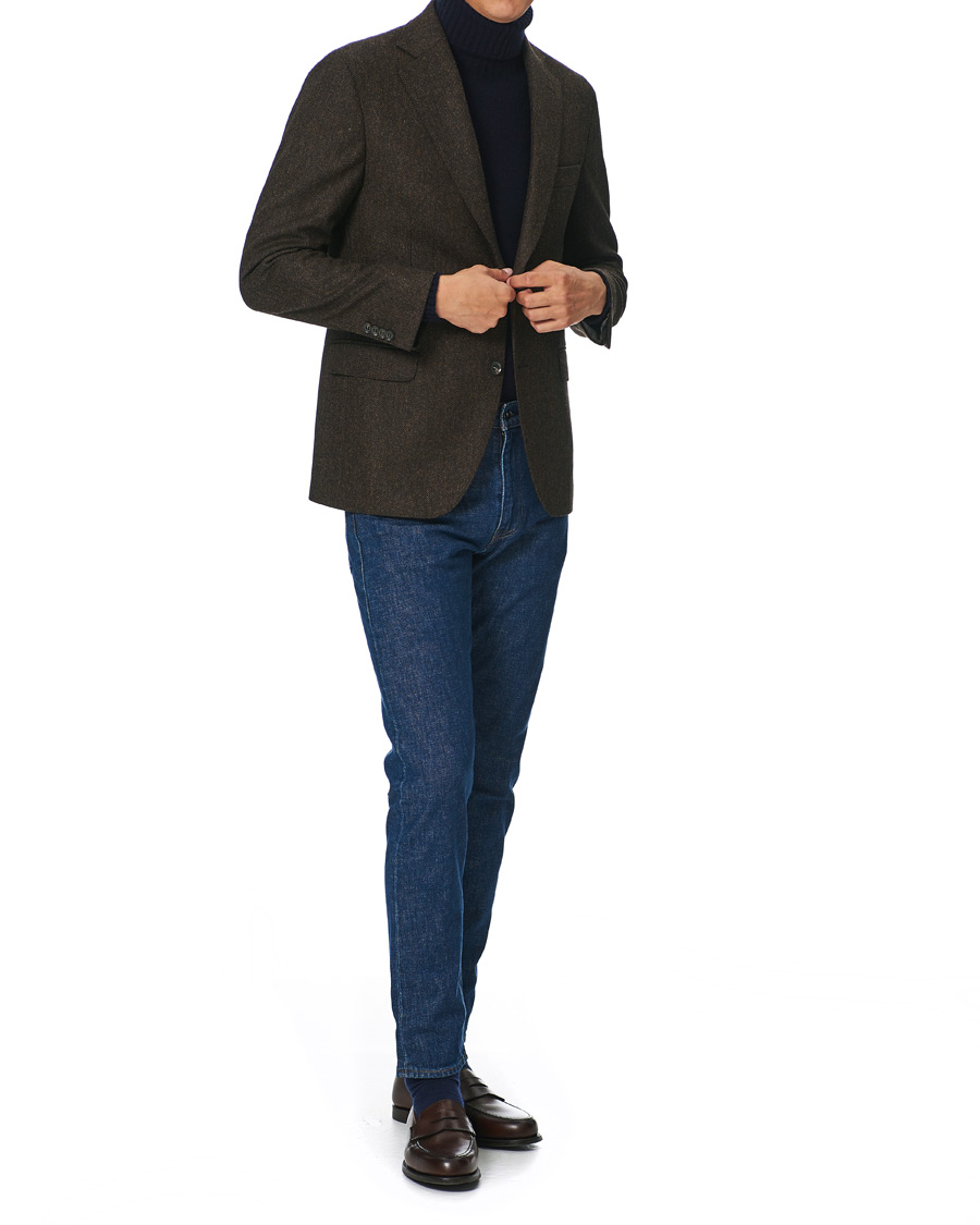 Mies | Pikkutakit | Oscar Jacobson | Fogerty Moon Herringbone Tweed Blazer Brown