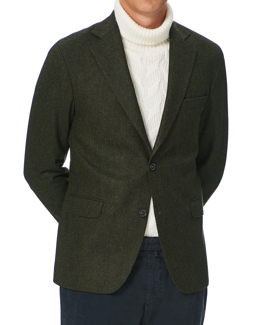 Mies | Pikkutakit | Oscar Jacobson | Fogerty Moon Herringbone Tweed Blazer Green