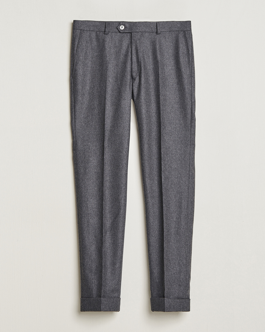 Miehet |  | Oscar Jacobson | Denz Turn Up Flannel Trousers Charcoal
