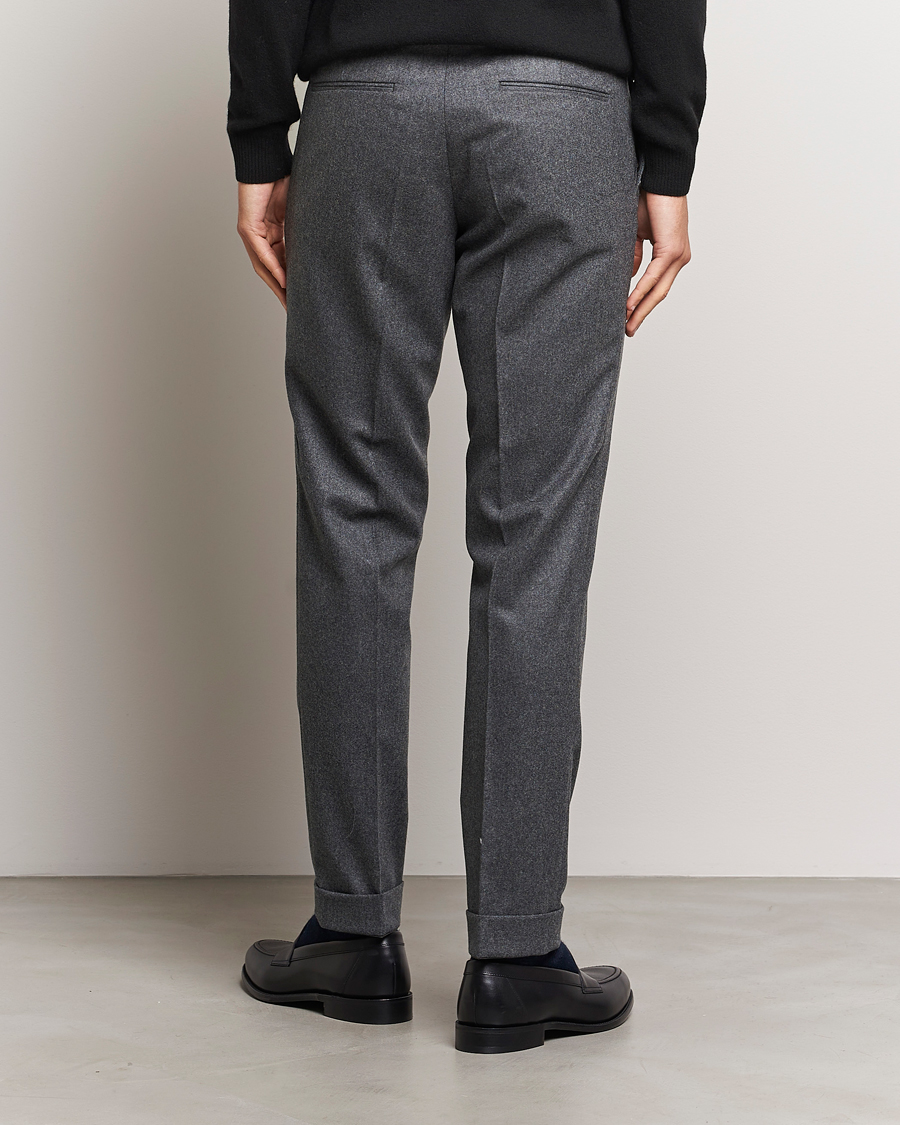 Mies | Housut | Oscar Jacobson | Denz Turn Up Flannel Trousers Grey Melange
