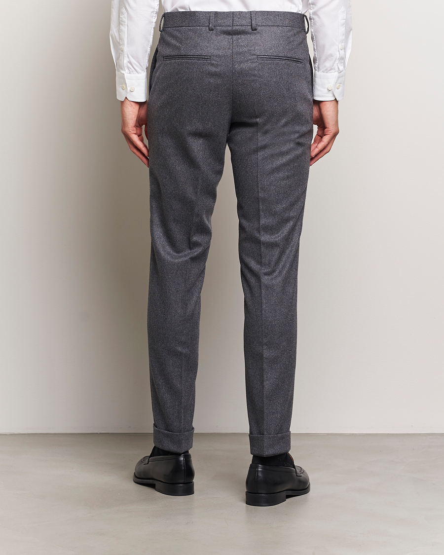 Mies | Housut | Oscar Jacobson | Denz Turn Up Flannel Trousers Grey Melange