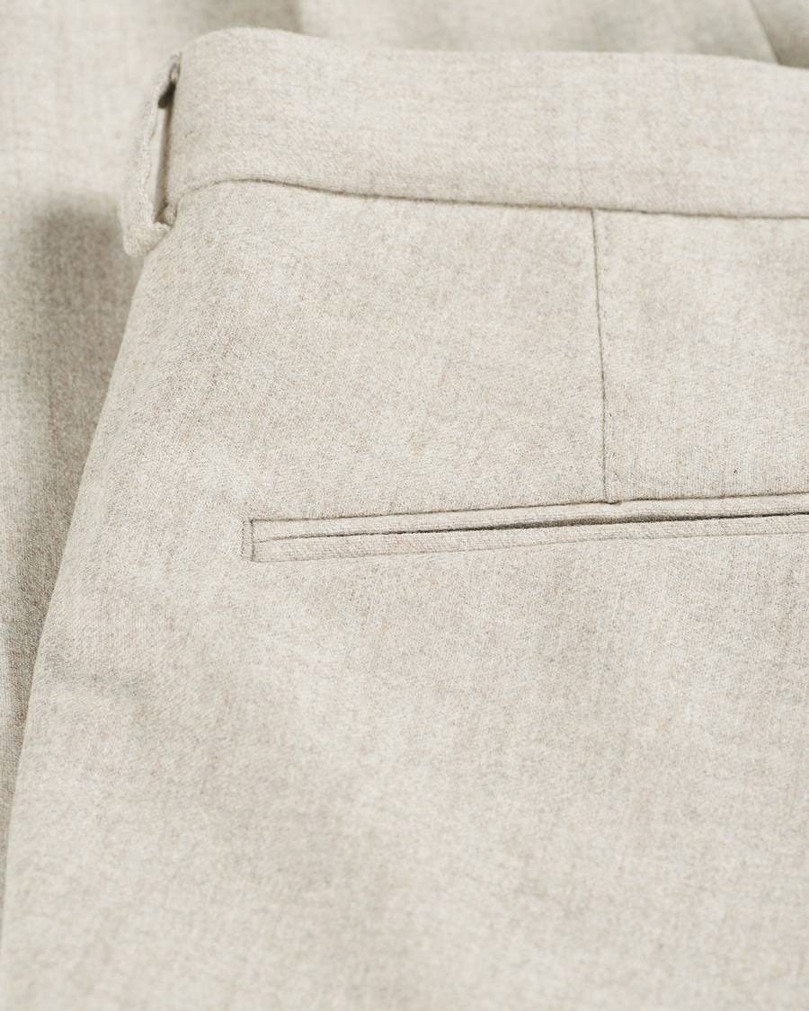 Mies | Housut | Oscar Jacobson | Denz Turn Up Flannel Trousers Beige