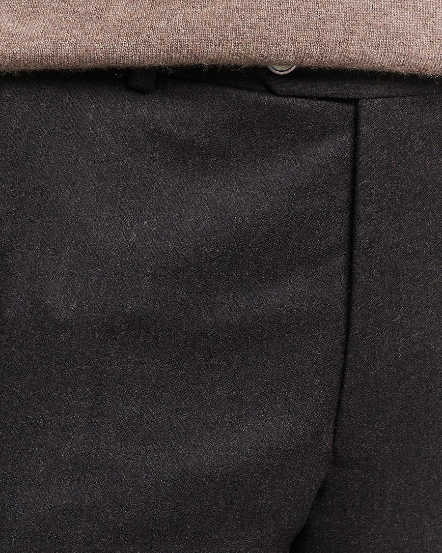 Mies | Housut | Oscar Jacobson | Denz Turn Up Flannel Trousers Brown Melange