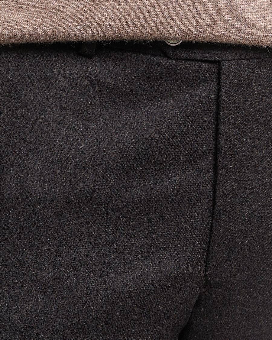 Mies | Housut | Oscar Jacobson | Denz Turn Up Flannel Trousers Brown Melange