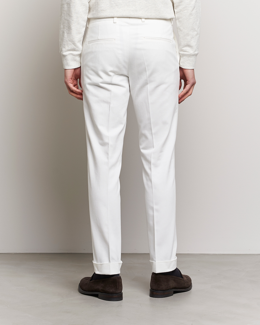 Mies | Housut | Oscar Jacobson | Denz Brushed Cotton Turn Up Trousers Off White