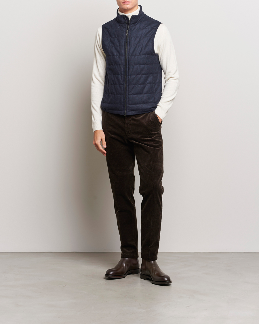 Mies | Takit | Oscar Jacobson | Liner EVO Flannel Waistcoat Navy