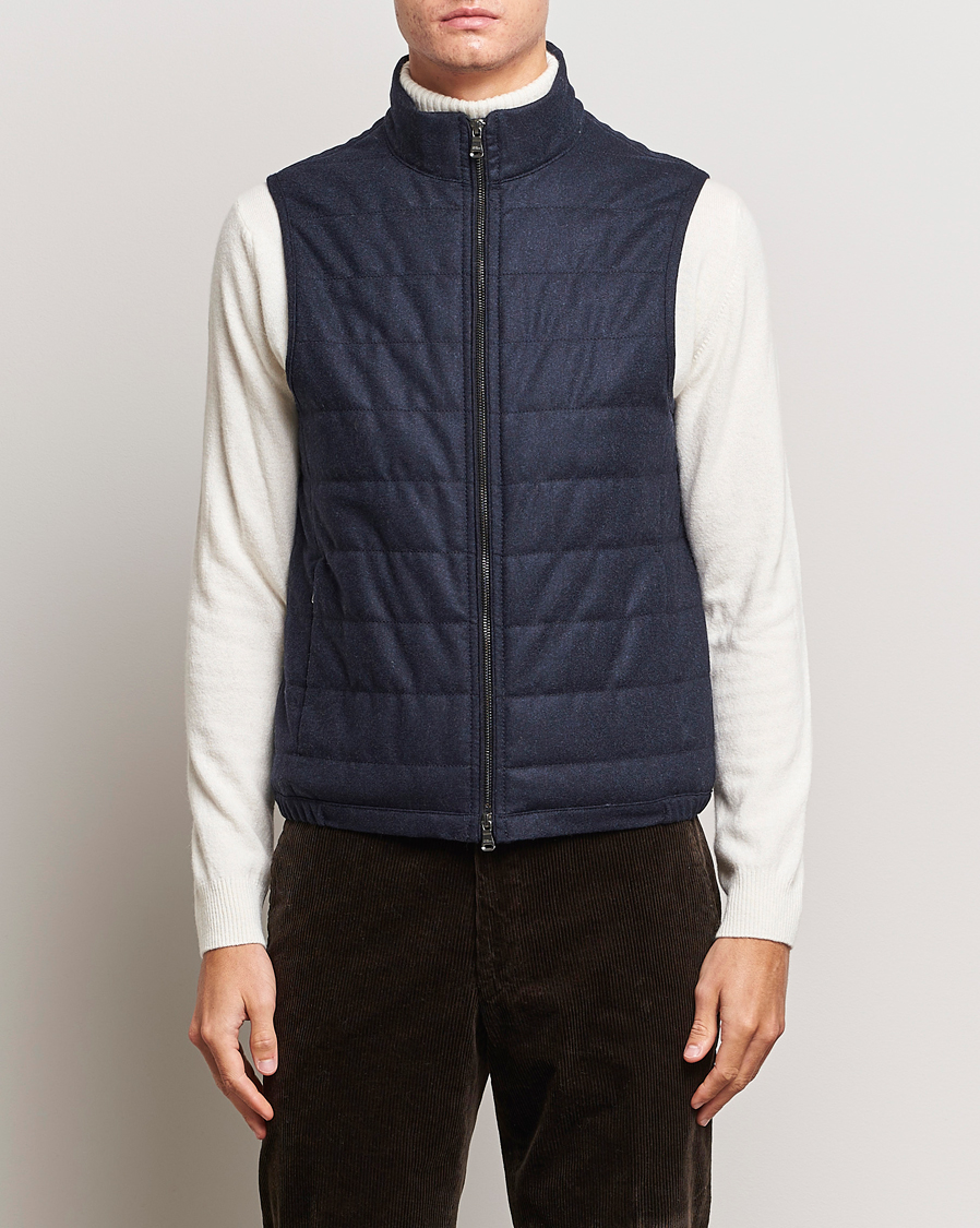 Mies | Takit | Oscar Jacobson | Liner EVO Flannel Waistcoat Navy