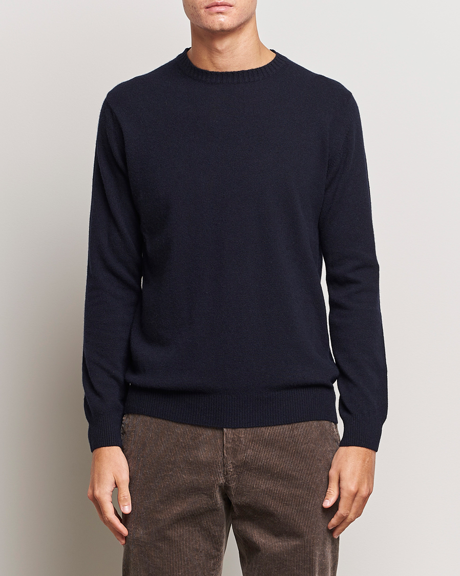 Mies |  | Oscar Jacobson | Valter Wool/Cashmere Round Neck Navy