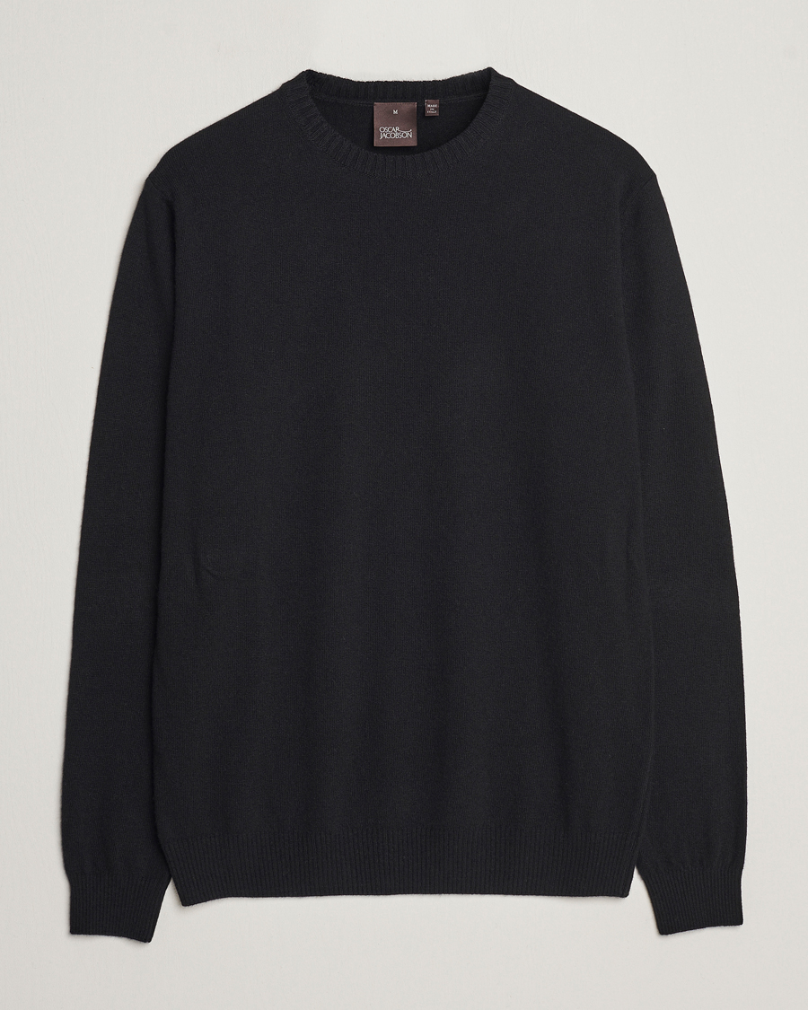 Mies |  | Oscar Jacobson | Valter Wool/Cashmere Round Neck Black