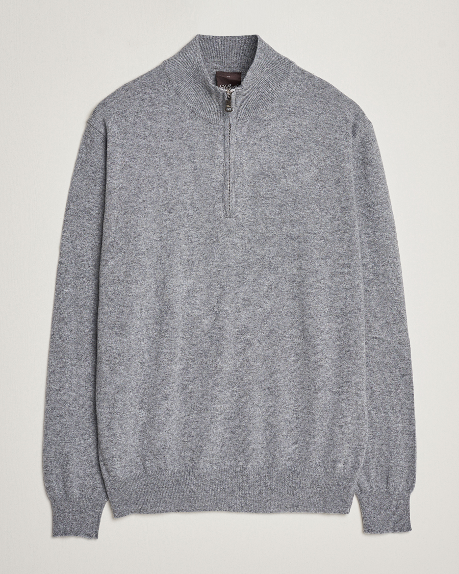 Mies | Puserot | Oscar Jacobson | Patton Wool/Cashmere Half Zip Grey Melange
