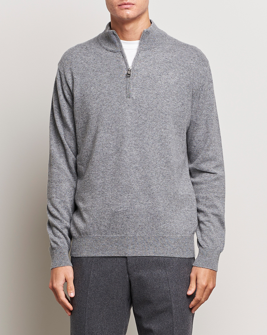 Mies |  | Oscar Jacobson | Patton Wool/Cashmere Half Zip Light Grey