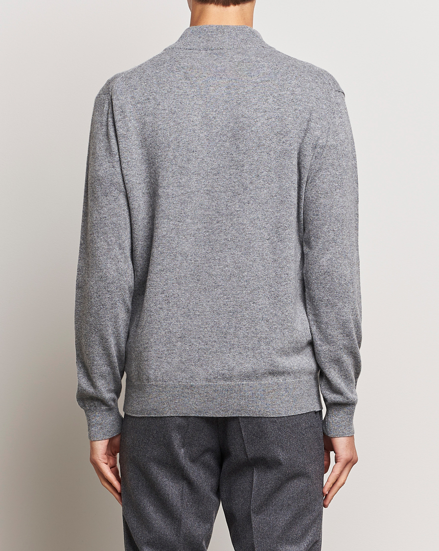 Mies | Puserot | Oscar Jacobson | Patton Wool/Cashmere Half Zip Grey Melange