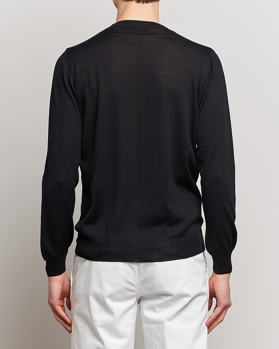 Mies | Puserot | Oscar Jacobson | Custer Extra Fine Merino Crew Neck Black