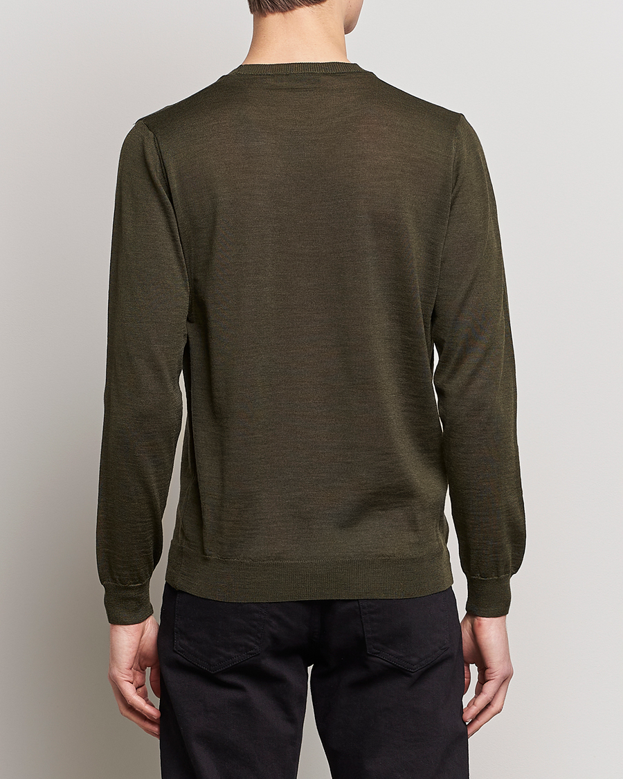 Mies | Puserot | Oscar Jacobson | Custer Extra Fine Merino Crew Neck Green