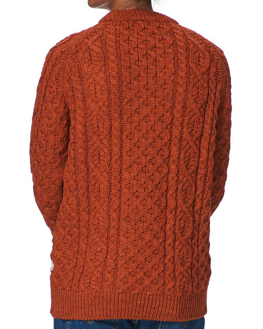 Mies | Puserot | Peregrine | Hudson Wool Aran Knitted Jumper Orange