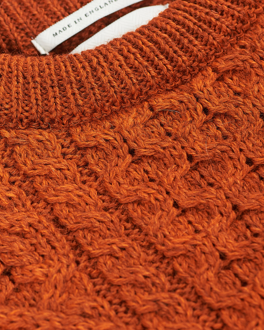 Mies | Puserot | Peregrine | Hudson Wool Aran Knitted Jumper Orange