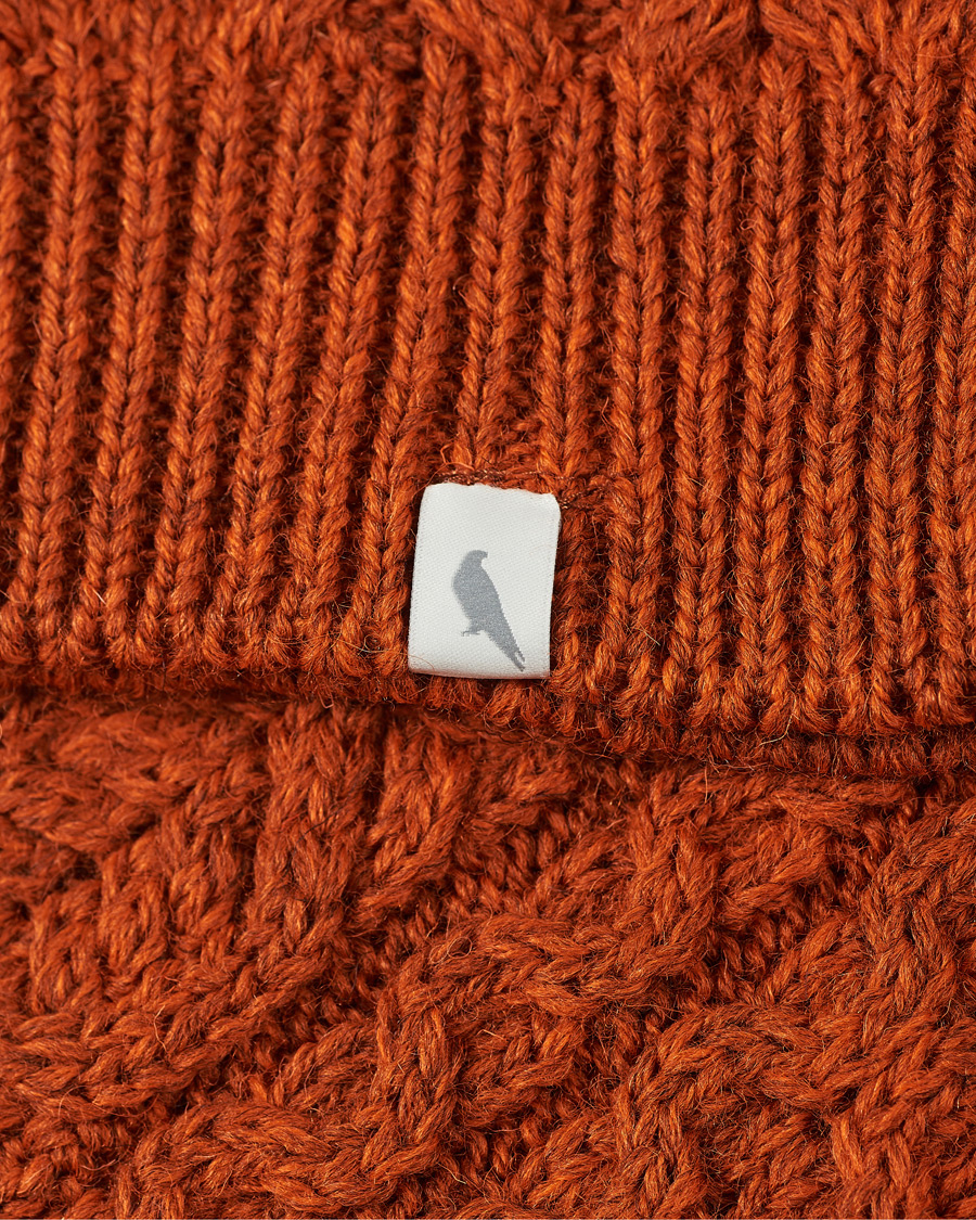 Mies | Puserot | Peregrine | Hudson Wool Aran Knitted Jumper Orange
