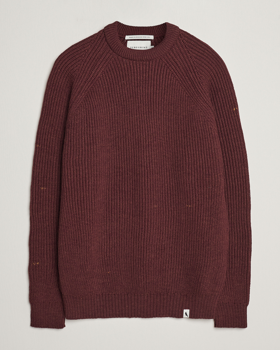 Mies | Puserot | Peregrine | Ford Knitted Wool Jumper Shiraz