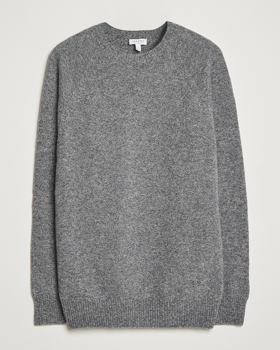 Mies | Puserot | Sunspel | Lambswool Crew Neck Grey Melange