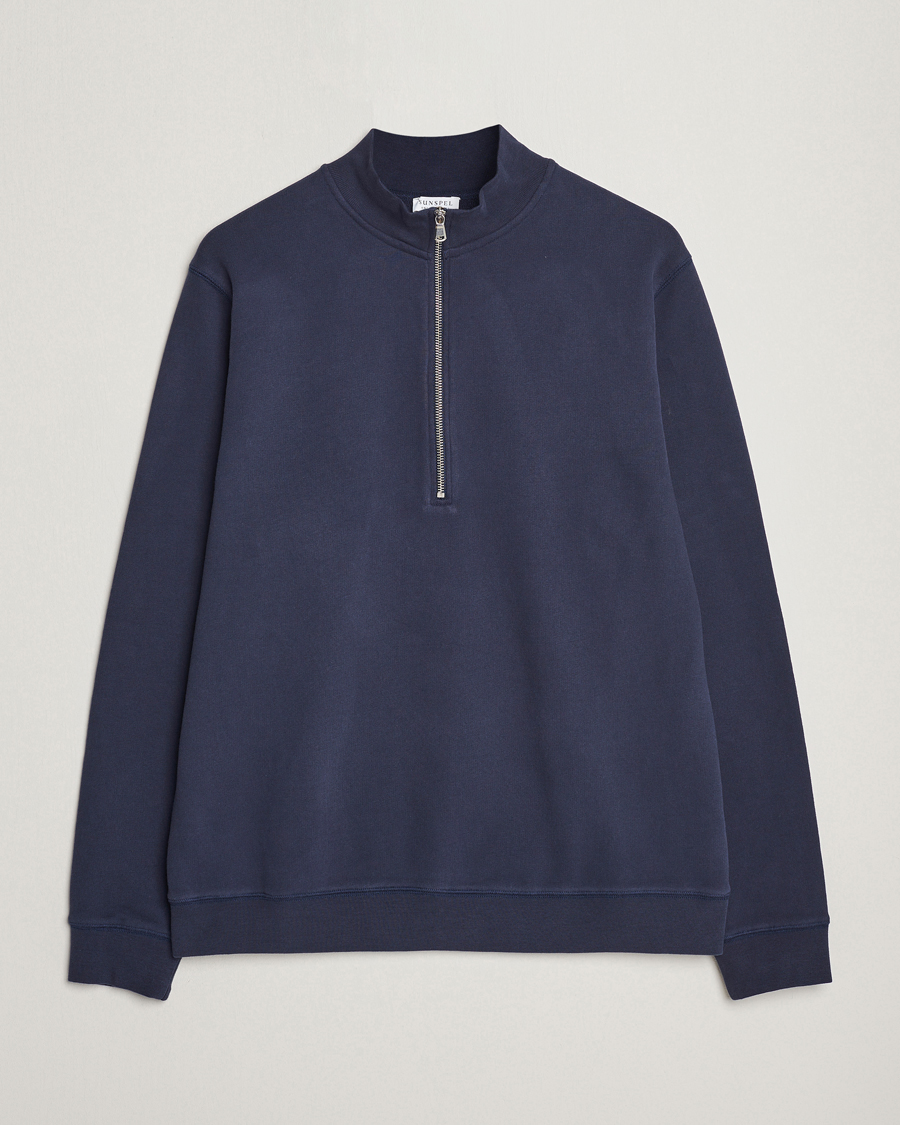 Mies |  | Sunspel | Loopback Half Zip Sweatshirt Navy