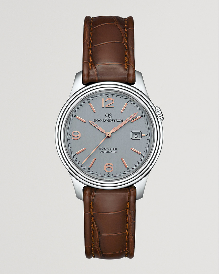 Mies | Sjöö Sandström Royal Steel Classic 41mm Grey and Brown Alligator | Sjöö Sandström | Royal Steel Classic 41mm Grey and Brown Alligator