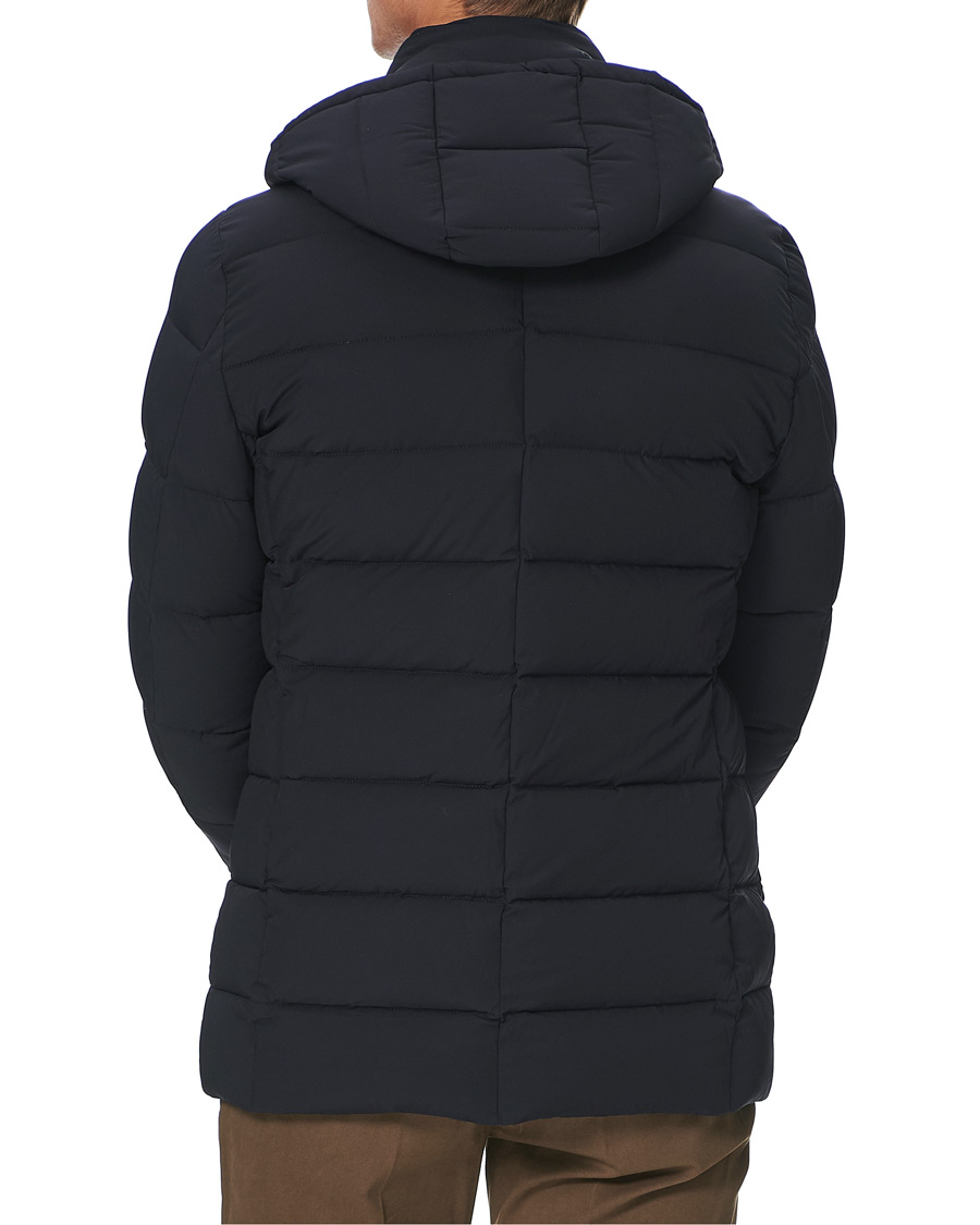 Mies | Takit | MooRER | Double Breasted Stretch Nylon Hood Coat Navy