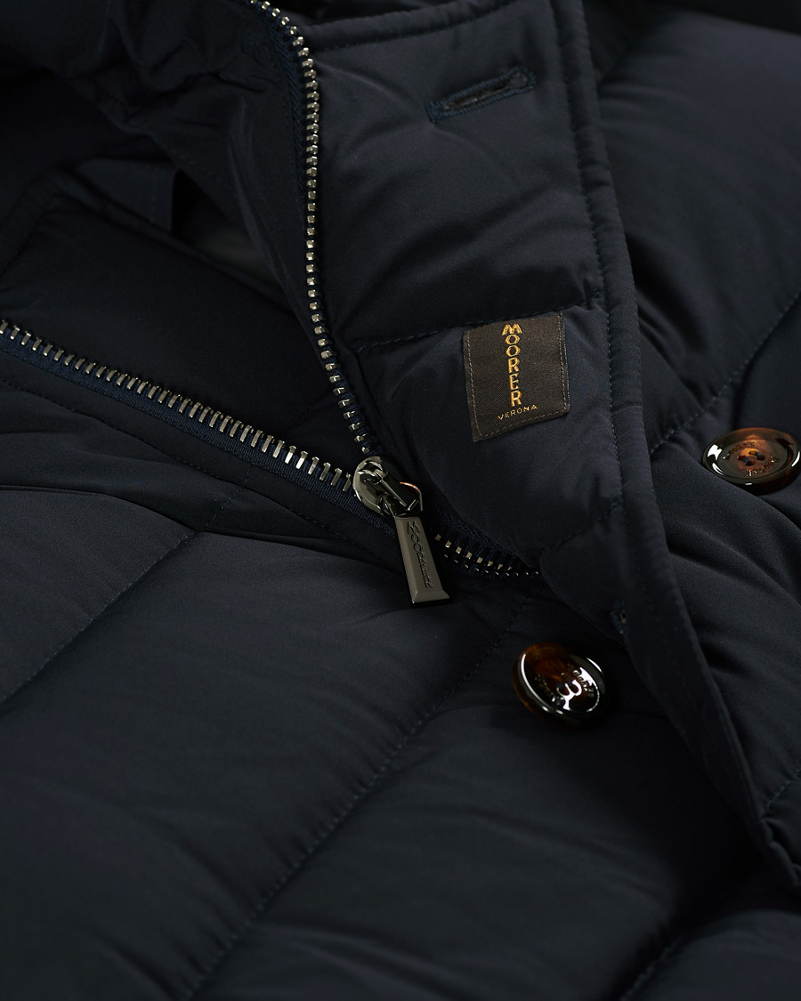 Mies | Takit | MooRER | Double Breasted Stretch Nylon Hood Coat Navy