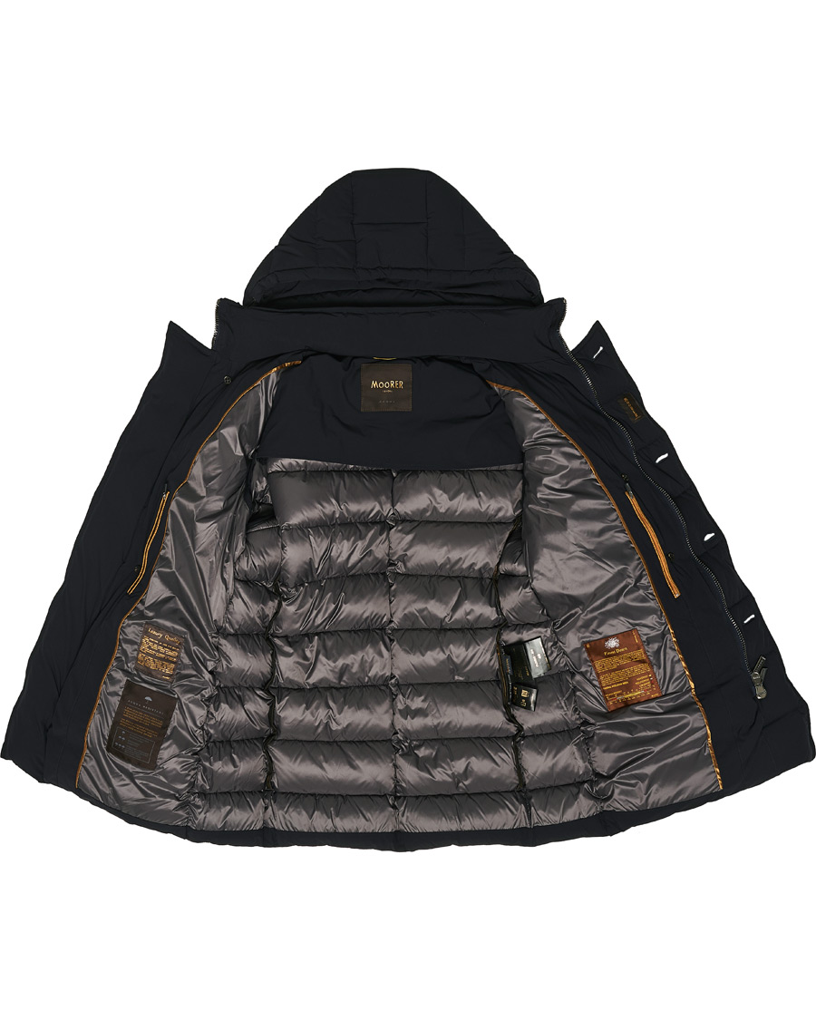 Mies | Takit | MooRER | Double Breasted Stretch Nylon Hood Coat Navy