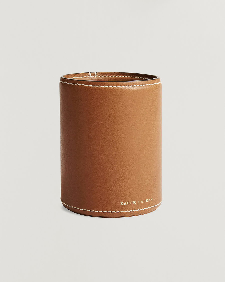 Mies | Kotiin | Ralph Lauren Home | Brennan Leather Pencil Cup Saddle Brown