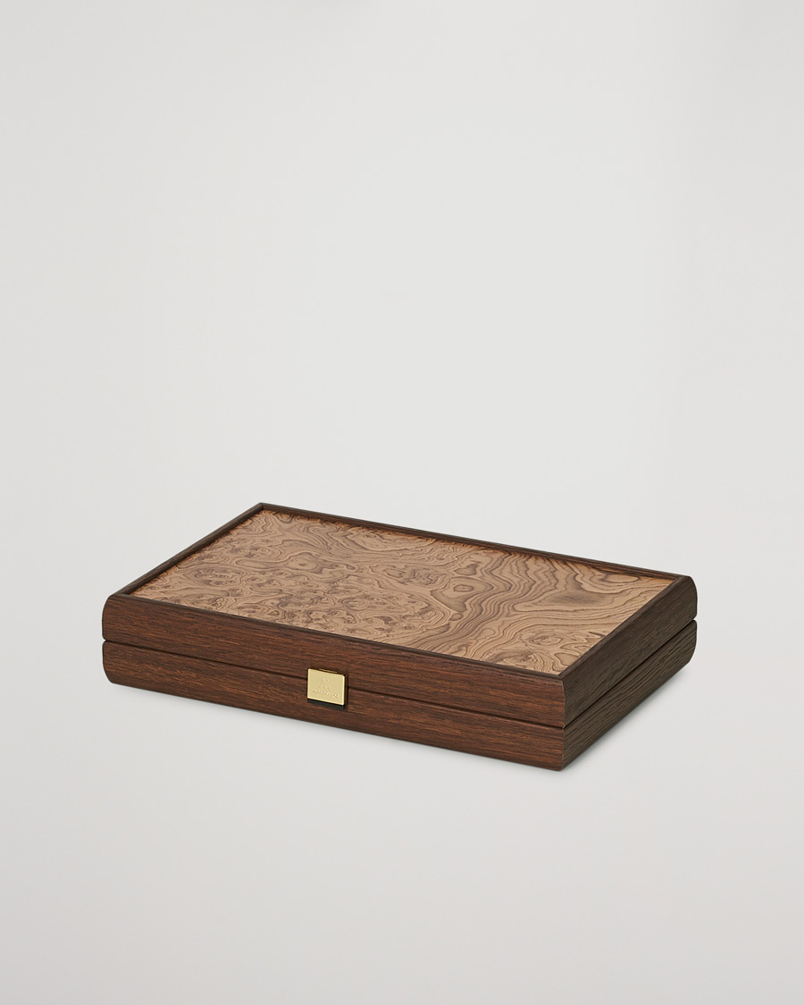 Mies | Lifestyle | Manopoulos | Walnut Burl Small Backgammon With Side Racks