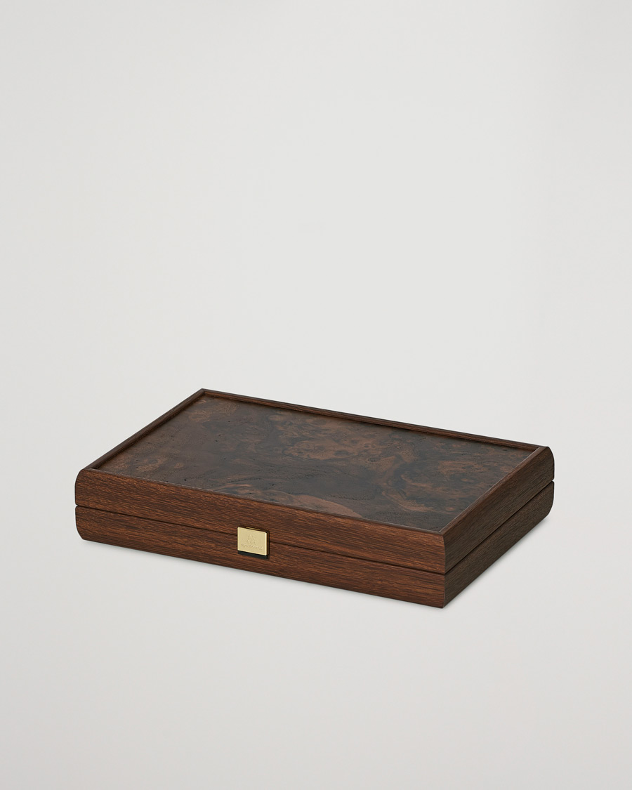 Mies | Manopoulos | Manopoulos | Natural Burl Small Backgammon With Side Racks