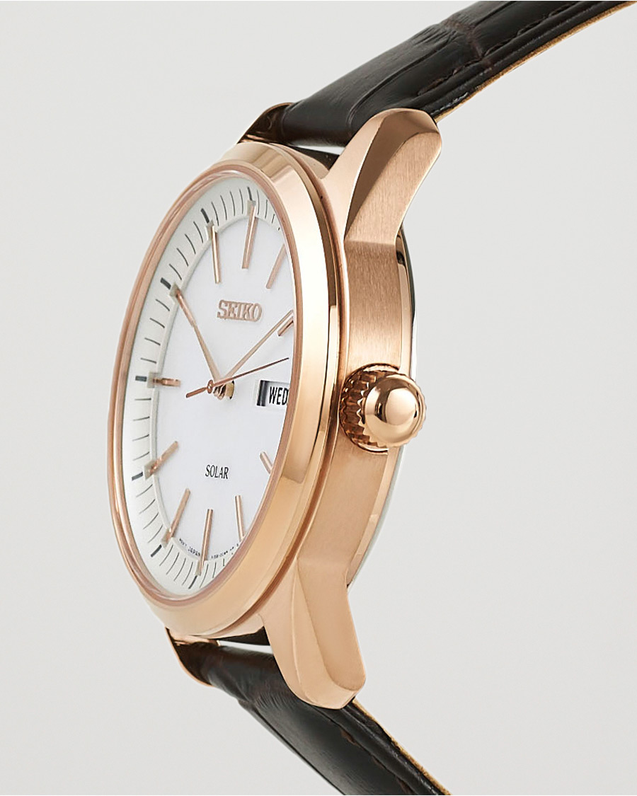 Mies | Seiko Solar Sapphire 40mm Rose Gold Steel White Dial | Seiko | Solar Sapphire 40mm Rose Gold Steel White Dial