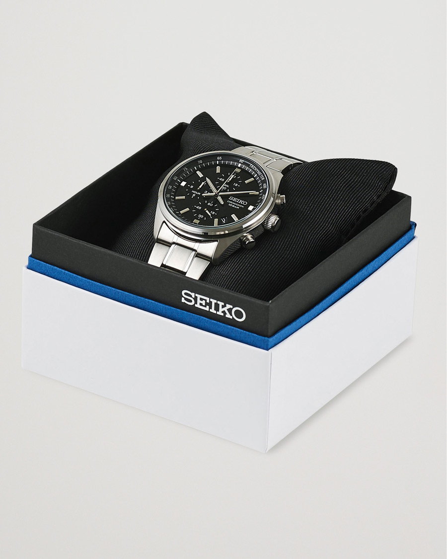 Mies | Seiko Chronograph 42mm Steel Black Dial | Seiko | Chronograph 42mm Steel Black Dial